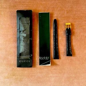 Authentic brand new in box 13mm black genuine leather women’s Gucci watch band.